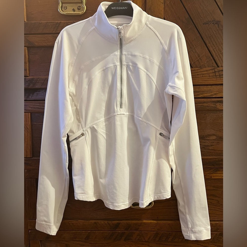 Lululemon White Front Of The Pack Half Zip Pullover Size 4 EUC